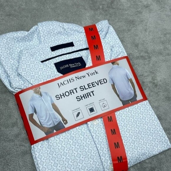 Jachs New York Mens M Short Sleeve Shirt Lightweight Stretch White a0209 - Picture 1 of 6